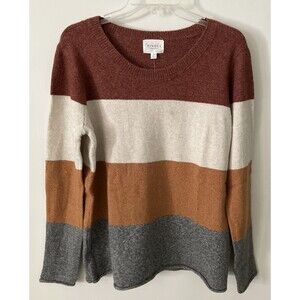 NWT Pinque Sweater Womens XL Rust Stone Combo Rolled Cuff Hem Knit Stitch Fix